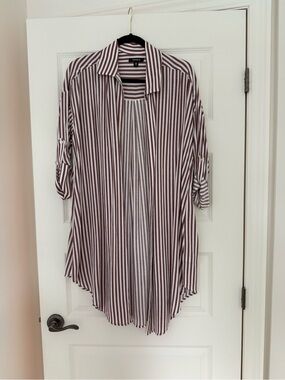 torrid Maroon and White Striped  Shirt